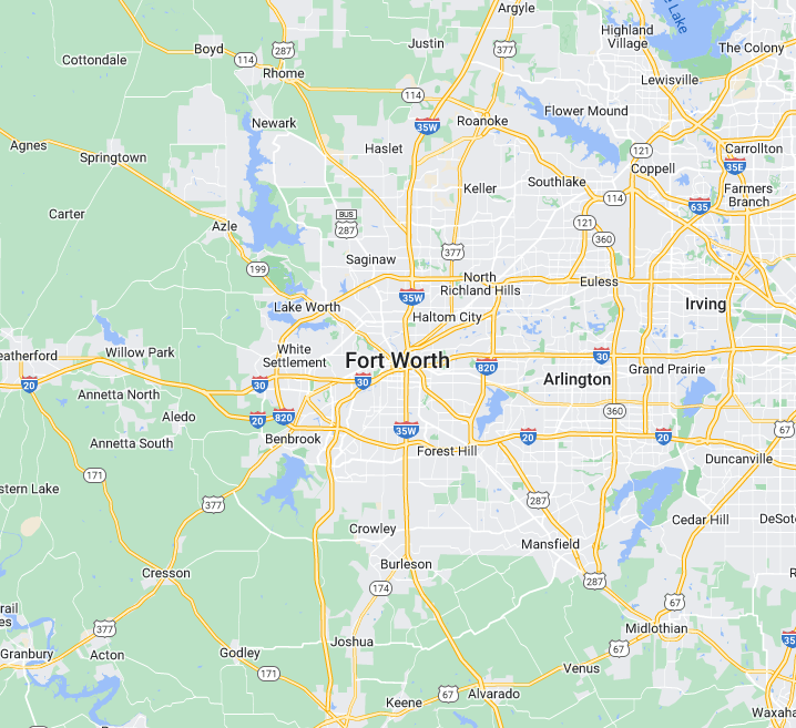 A map of the Fort Worth Area